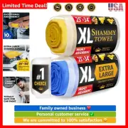 Premium XL Shammy Towel for Car - 2pk 34”x25” - Super Absorbent Chamois Towel...
