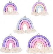 [Bestewelry] Pcs Rainbow Charms Pendants Handmade Weaving Rainbow Tassel Charms Bohemia Macrame Rainbow Charms with Loops for DIY Keychains Keyrings Handbag Decor