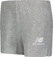 [New Balance] Girl's Core French Terry Shorts (Big Kids) Gray Heather 5 MD (10-12 Big Kid)