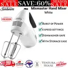 New Sunbeam Mixmaster Hand Mixer 6-Speed Settings Whisk Beat Dough Mixing White