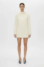 Frieze Cowl Neck Mini Dress in Cream - CAMILLA AND MARC® C&M