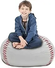 Children Football Bean Bag Cover （No Filler）Bean Bag Chair For Kids Adults Football Bean Bags Organizing Plush Toys For Girls And Boys Unpadded Seat Cushion Cover Gaming Chair Indoor(Baseball,S-Stoolc