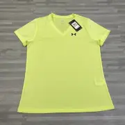 Under Armour Tech Twist V-Neck Active T-Shirt Womens S Short Sleeve Yellow $25