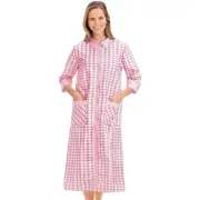 Pretty Pastel Gingham Check Print Snap Front Robe