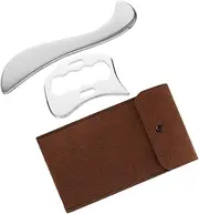 WRITWAA 1 set Scraping Massage Tool Set for Care Includes Two Stainless Steel Scrapers and Felt Bag for for Home Travel for Maintenance and Fascia Massage