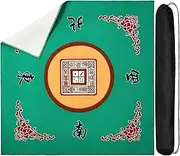 Juexica Mahjong Mat with Bag, Anti Slip Noise Reduction Table Cover Board Game Mat Mahjong Table Mat Mahjong Accessories Tablecloth Mahjong Paigow Poker Cards (Green)