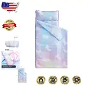 Colorful Unicorn Nap Mat with Removable Pillow - Perfect for Kids' Sleepovers