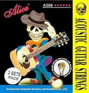 Alice 6-String Beginner 11 Gauge Acoustic Guitar Strings 3 Pack (Super Light)