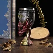Vintage Medieval Wine Glass with 3D Dragon Head Design, Western Mythical Dragon Goblet, Stainless Steel Red Wine Goblet, Fantasy Style