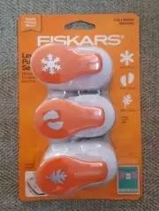 Fiskars Lever Punches Punch Set 3 Pack Snowflake Feet Leaf Confetti Catcher New