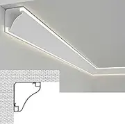 6.9 X 6.9 Cm Metal Crown Molding Lighting, LED Light Diffuser Channel Profile, Wall Ceiling Corner Decoration Trim Slot, Bedroom Living Room Cornice(1.2 m/3.9 ft)