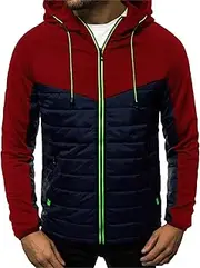 [JEShifangjiusu] Zipper Lightweight Down Coat for Men Packable Outdoor Adventure Sport Coats for Men Zip Up Warm Jacket, Wine Red, L