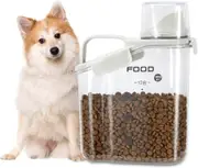 Dog Food Container Small, Pet Food Container with Airtight Pour Spout, Cat Food Storage Container with Measuring Cups, Portable Smal Dog Food Containe