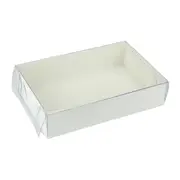 White Rectangle Cookie / Biscuit Box with Clear Plastic Lid 17.5cm