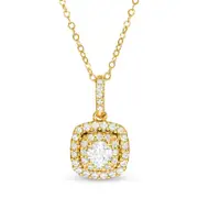 0.63 CT. T.W. Natural Diamond Double Cushion Frame Pendant in 14K Gold