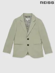 Reiss Apple Kin 13-14 yrs Linen Single Breasted Blazer (N74338) | $225