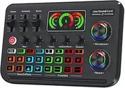 summina Audio Interface Live Sound Card Audio Recording Desktop Singing Sound Card Mixer BT Wireless Plug and Play Intelligent Noise Reduction Built-in Rechargeable Battery