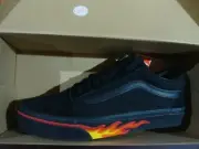 MEN'S VANS OLD SKOOL VN0A38G1Q8Q (FLAME WALL) BLACK SIZE 7.5~13