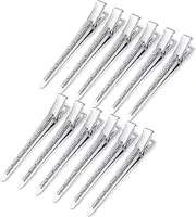 Annhua Duck Bill Hair Clips 3.5" Alligator Curl Bill Clips with Holes, Metal Alligator Curl Clips Sectioning Clips Stainless Steel Duckbill Hairpins for Hair Styling, Haircutting and Makeup