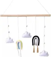 Cute Felt Clouds Shape Wall Hanging Ornament Wooden Stick Tassel Pendant Kids Room Decoration (Color : A, Size : Standard)