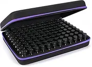 Hipiwe 108 Essential Oils Carrying Case - Holds 5ml, 10ml, 15ml Bottles - Hard Shell EVA Storage Organizer Bag with Foam Insert and Carrying Handle (Black+Purple 108)