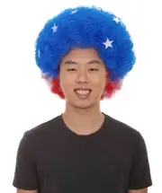 World Cup National United State Flag Short Afro Wig Hair Soccer Fan Cheer HM-714