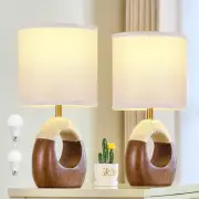 Table Lamp for Bedroom Set of 2 - Bedside Lamps with 3 Color Brown