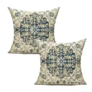 Outdoor Boho Blue Throw Pillow Covers 16x16 Set of 2 Spring Decorative