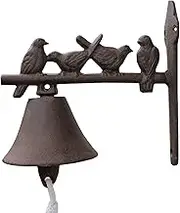 Antique Cast Iron Bird Doorbell, Classic Fine Cast Iron Rustic Hanging Doorbell, Rustic Decor Bell for Indoor Outdoor Garden Yard