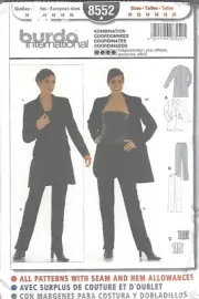 Burda 8552 Sewing Pattern -Coordinates: Jacket, Pants Top-All Sizes 10-20-Uncut