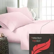 [Ashton Sheets] 100% Egyptian Cotton Sheets Queen Size - 1000 Thread Count 4 PC Queen Sheet Set Egyptian Cotton, Sateen Weave Luxury Sheets Queen Size, High Thread Count Sheets, 16" Deep Pocket - Blush