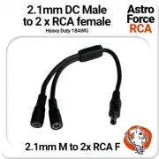 DC 2.1mm Male to 2 x RCA Female Patch Splitter Adaptor Cable (Heavy Duty)