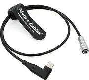 Alvin's Cables USB-C Type-C PD Right Angle to Weipu SF61B/S2 2 Pin Female Power Cable for BMPCC 4K 6K Blackmagic Pocket Cinema Camera 50CM