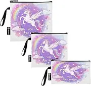 RPLIFE Cute Unicorn Rainbow Cloud Sandwich Snack Bags Reusable Washable Food Storage Pouch with Zipper for Kids Students Adults (Set of 3: S/M/L)