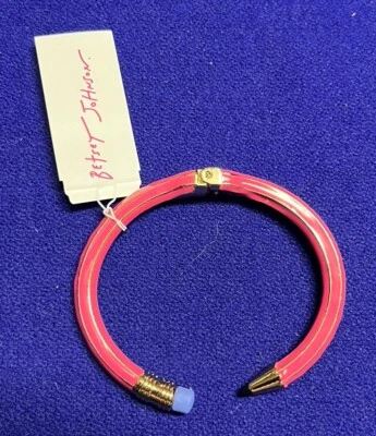 Betsey Johnson Back to School Teacher Pink Pencil Bangle Hinge Bracelet-NWT