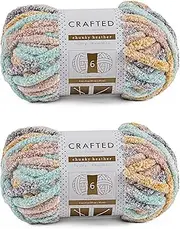 Crafted By Catherine Chunky Heather Multi Yarn - 2 Pack, Rainbow Multi, Gauge 6 Super Bulky