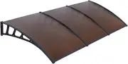 Window Door Awning Canopy 1.5Mx3M Brown Sheet Black Plastic Frame