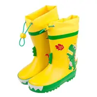 在飛比找momo購物網優惠-【布布童鞋】3D立體恐龍亮彩黃色束口款兒童橡膠雨鞋(O0N1