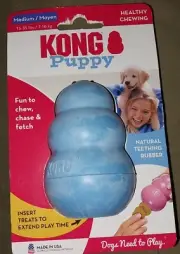 KONG Medium Puppy Dog Toy Insert Treats BLUE Ball Chew Teething Aid