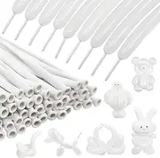 White Twisting Balloons, 100pcs Long Balloons 260Q Modelling Balloon, Magic Balloon Animal Balloons for Children's Party, Carnivals, Jungle Party and More