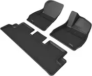 3D MAXpider All-Weather Floor Mats for Tesla Model 3 2020-2024+ Custom Fit Car Floor Liners, Kagu Series (1st & 2nd Row), Black