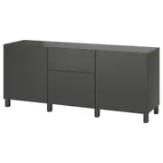 BESTÅ storage combination with drawers, dark grey/Lappviken/Stubbarp dark grey, 180x42x74 cm