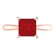 14K Rose Gold Solitaire Promise Ring, 2 ct Princess Simulated Tourmaline