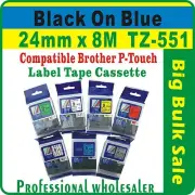 24mm x 8m Brother Black on Blue Compatible TZ-551 P-Touch Laminated Label Tape