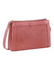 [PIERRE CARDIN] Perforated Design Leather Cross-Body Bag in Marsala