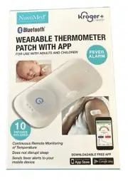 NUVOMED WEARABLE BLUETOOTH THERMOMETER 10 COUNT WITH APP FOR ADULTS AND CHILDREN
