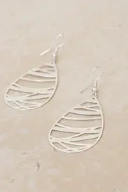 Sienna Cut-Out Teardrop Earrings - Silver