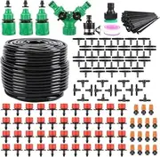 Drip Irrigation System, 164FT Garden Irrigation System 1/4, Blank Distribution Tubing Watering Drip Kit Automatic Irrigation Equipment for Garden Greenhouse, Flower Bed,Patio,Lawn
