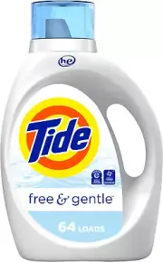 Tide Free & Gentle, Liquid Laundry Detergent Soap, Unscented, Hypoallergenic for