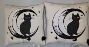 2 Halloween Target Bullseye Playground Toss Pillows Decor Black White Cat Moon